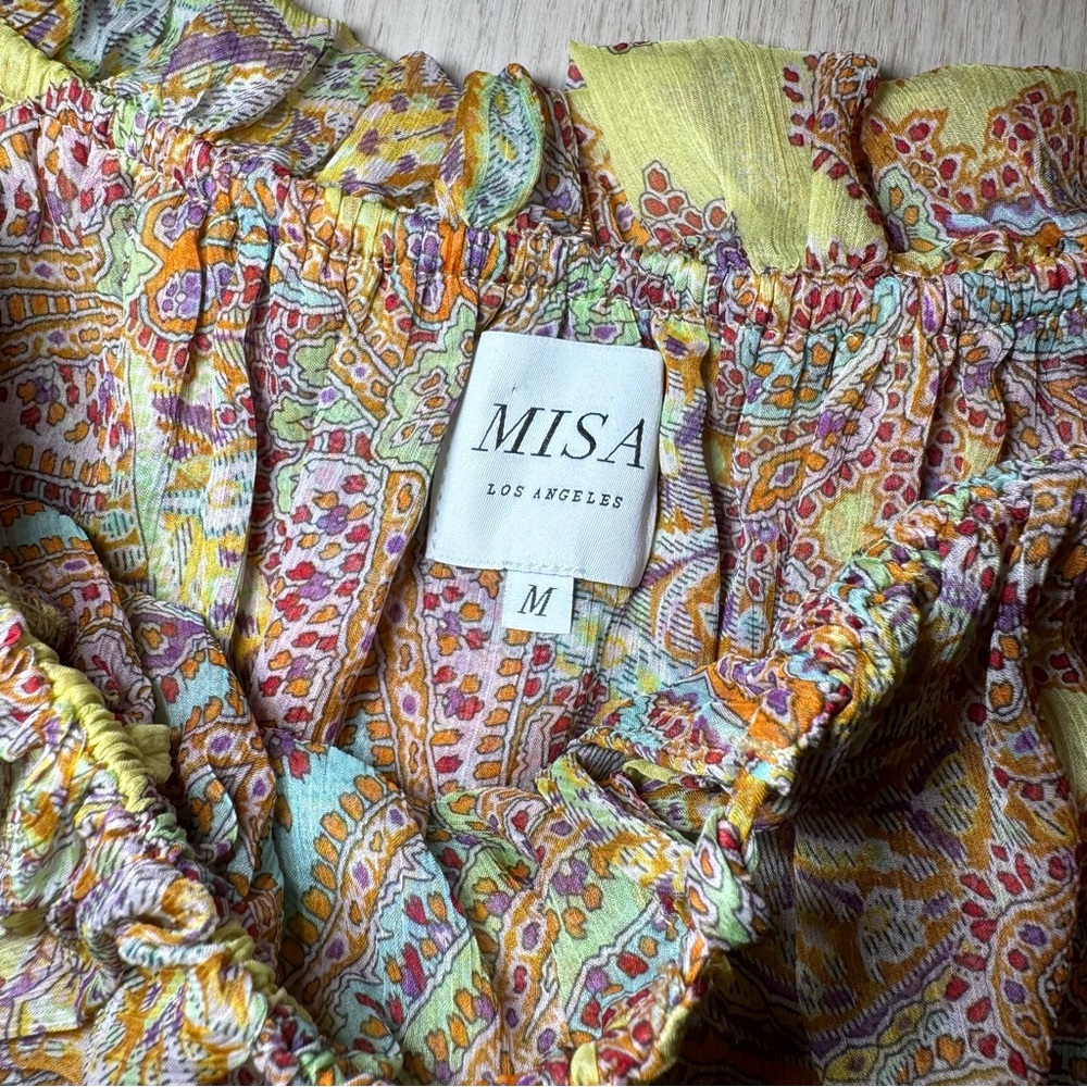 💛MISA Los Angeles💛Pamela Paisley Off Shoulder Long Sleeve Mini Dress - Picture 15 of 16